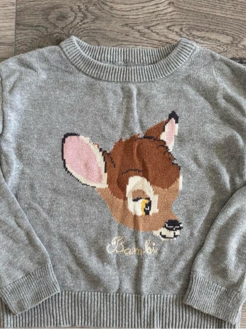 GAP Gray Bambi Intarsia Crewneck Sweater